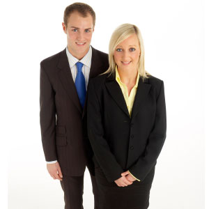 Studio Shot Of Male And Female Businesspeople